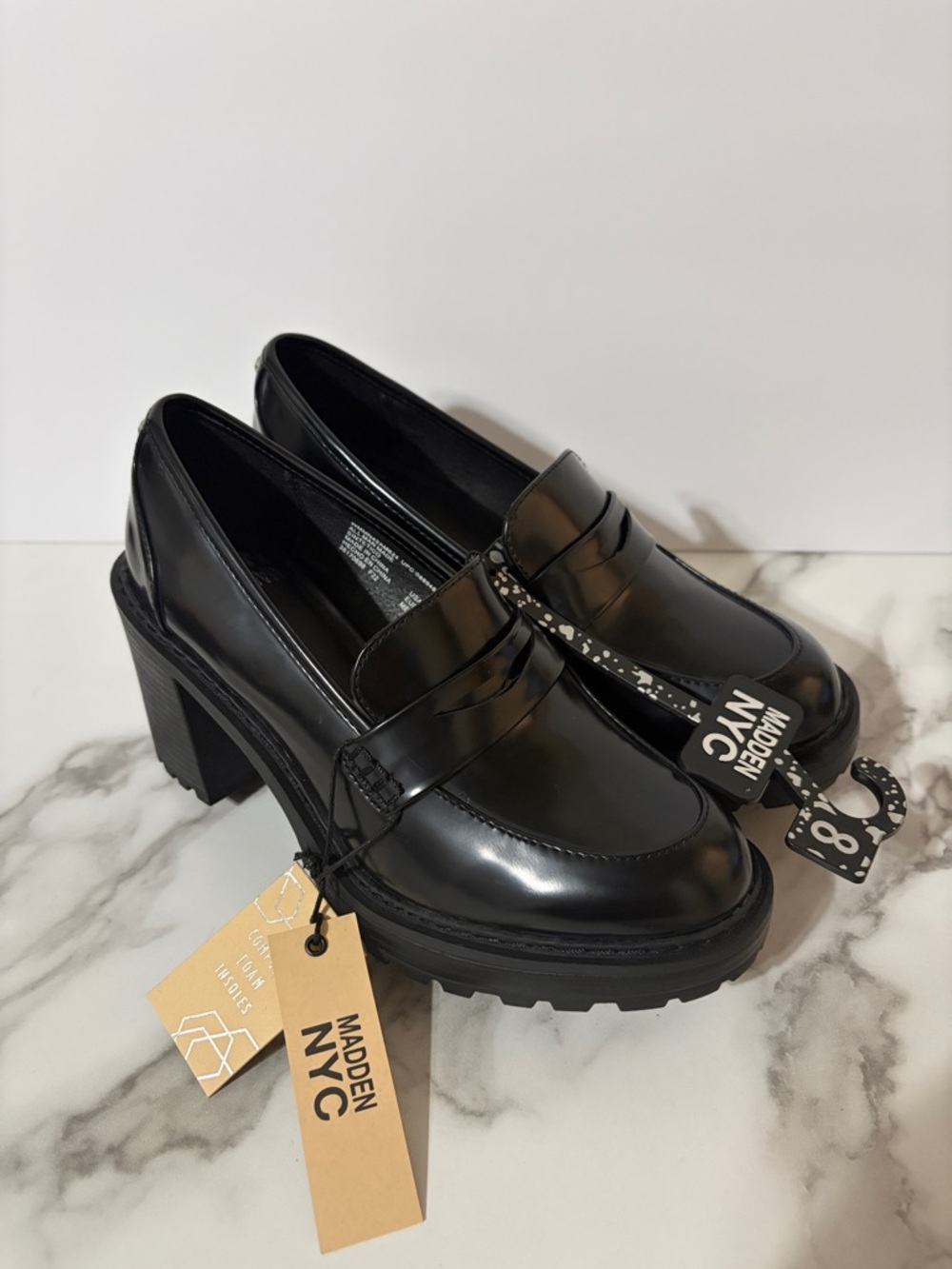 Madden NYC - Black Block Heel Loafer W8